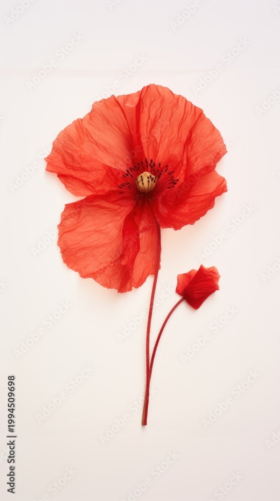 Obraz premium Real pressed poppy flower petal plant red.