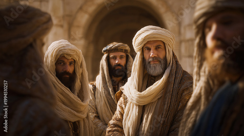 Pharisees in the Streets of Jerusalem, New Testament Bible Concept