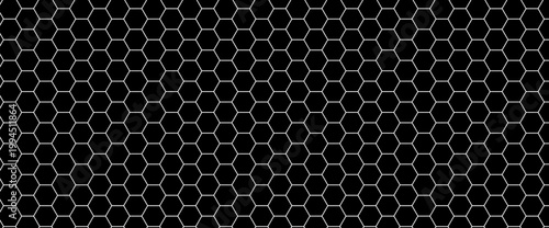 Fiber honeycomb background in black carbon with hexagon texture for tech print. Dark nano pattern in solid uniform grid for science design. Solid fiber honeycomb vector for technology bg.