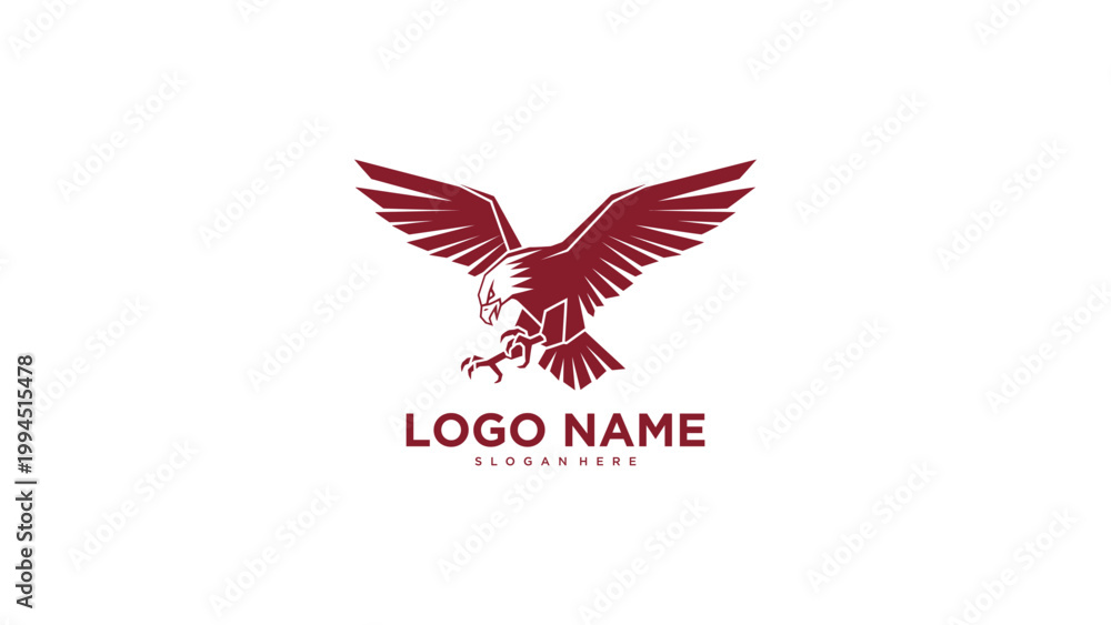 Fototapeta premium Minimalist Red Eagle Logo Design Template