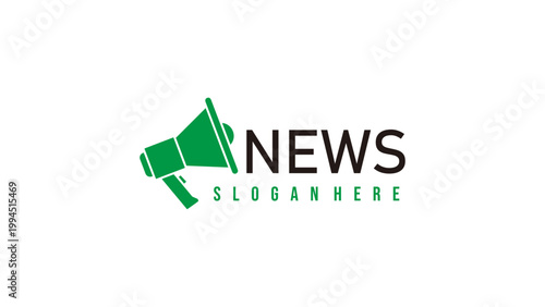 News Logo Design with Green Megaphone Icon