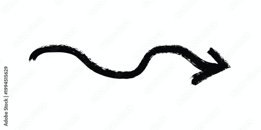 Naklejka premium Hand drawn black arrow a rough textured directional indicator on white background