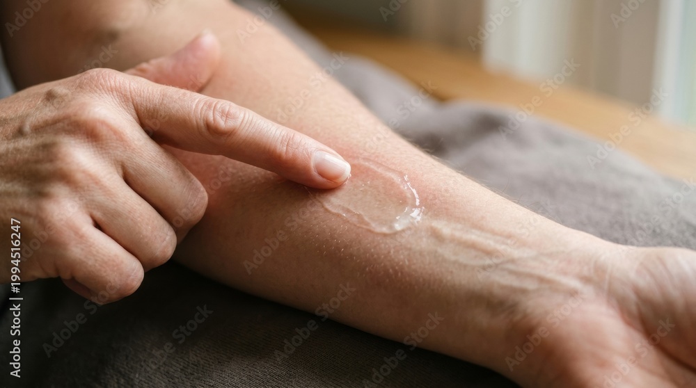Fototapeta premium Applying clear gel to skin for hydration or treatment