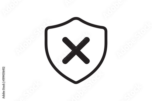 Shield Cross Warning Security Outline Icon