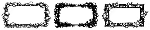 Bubbly rectangular frames with circular foam patterns in hand drawn sketch style