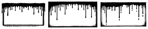 Dripping liquid rectangular frames in gothic ink style