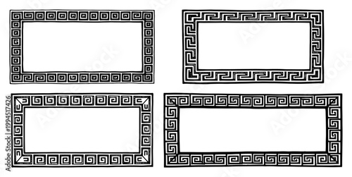 Greek key meander rectangular frames set in ancient geometric style