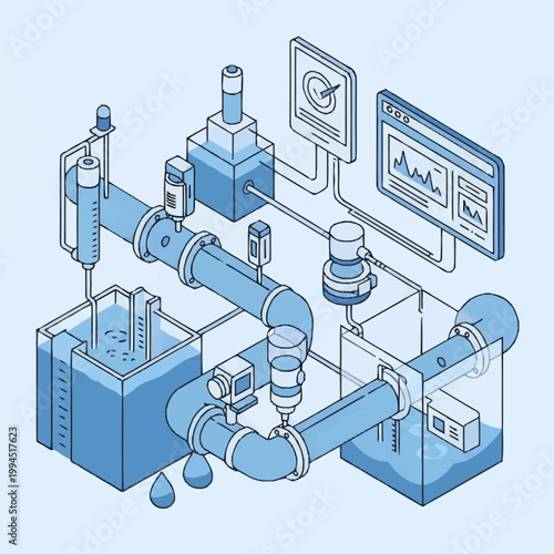 Isometric industrial water treatment system.