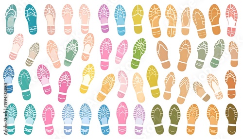 Colorful array of flip flops footwear.