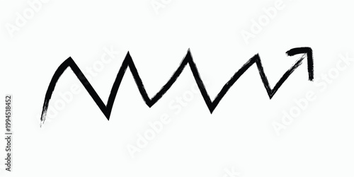 Tableau sur toile Abstract black line drawing ascending zigzag with a final upward stroke