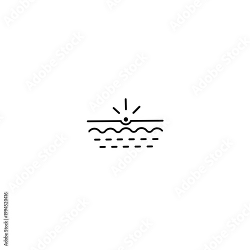 icon of a skin pore inflammation or acne breakout. Simple linear vector illustration of skin layers and a pimple, isolated on a white background for skincare design.
