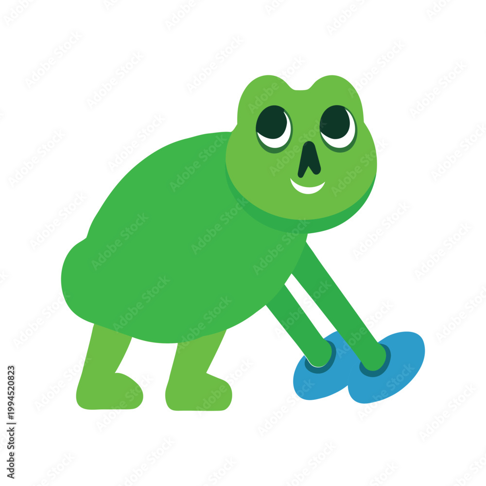 Obraz premium Frog bending low preparing to shoot hockey puck