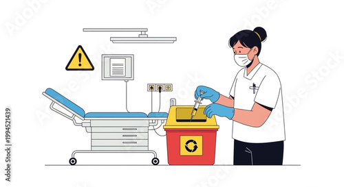 Nurse Disposing of Medical Waste Safely in Sharps Container