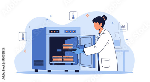 Scientist placing samples in incubator for research in laboratory