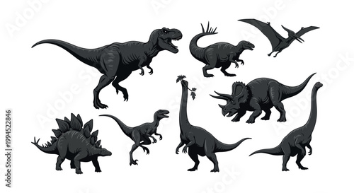Group of different dinosaur species.
