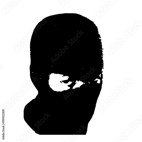 Tableau sur toile Silhouette of a man in a balaclava mask isolated on transparent background textu