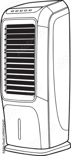 Silhouette of clean vectors of AirFlowX Shadow  Air Cooler isolated with white background