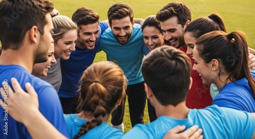 Youth Sports Team Building Activity for Teenagers in Athletic Gear on Grass Field
