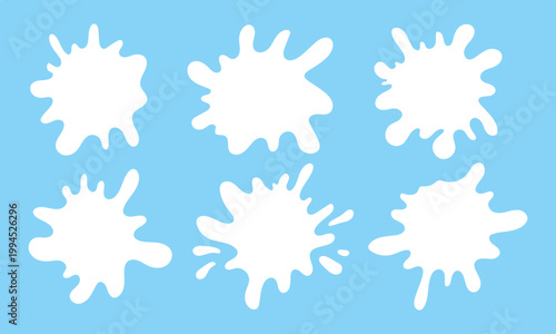 Water or milk puddle frame with wavy edges and splash shapes vector illustration set. Perfect for creative designs with water themes and borders that look nice with liquid drip effects