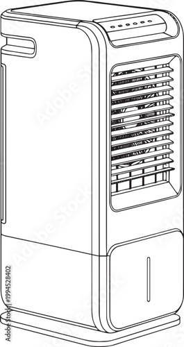 Silhouette of clean vectors of CoolPulse Shadow Unit  Air Cooler isolated with white background