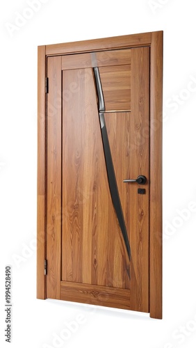 broken wooden door with black stripe.