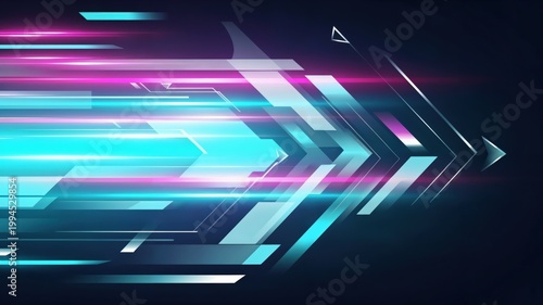 Abstract Digital Background with Colorful Light Stripes and Arrows for Creative Design Projects
