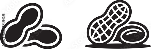 Peanut icons set vector illustration black linear food outline style.