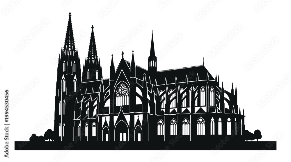 Fototapeta premium Architectural Silhouette of a Gothic Cathedral
