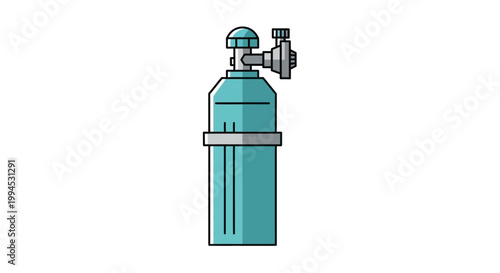 Oxygen Tank Icon: Medical Gas Cylinder with Valve - Clean Vector Illustration