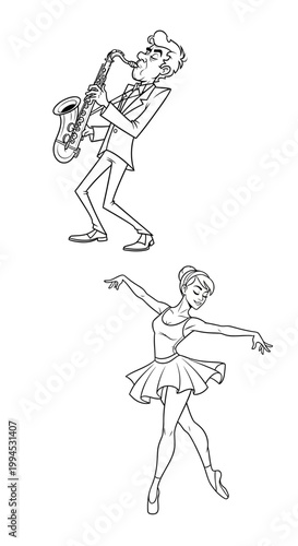 Joyful Dancer and Energetic Saxophonist Performing Together
