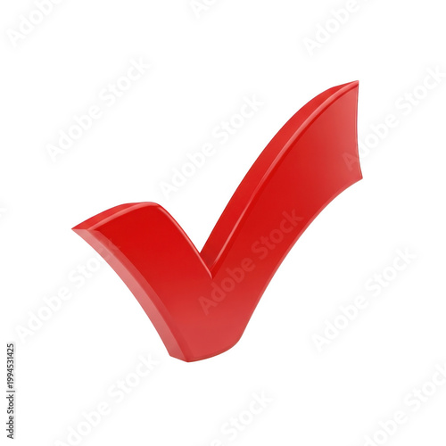 Vibrant red check mark symbolizing approval or success PNG isolated on transparent background