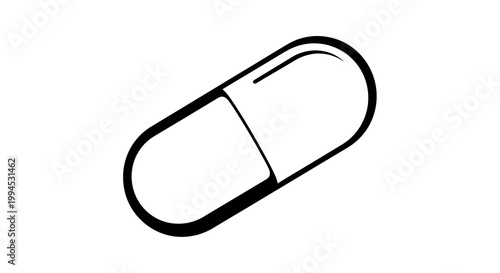 Single Capsule Pill Icon - Medical Healthcare Concept