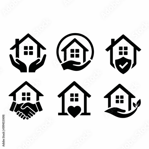 Home security and real estate icons protection trust and ownership