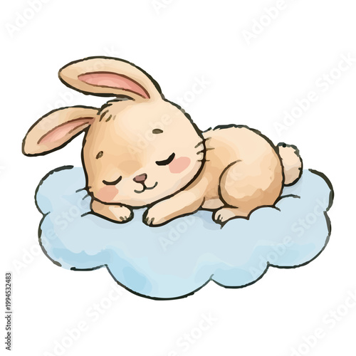 Cute cartoon easter bunny holding a basket of colorful eggs smiling happily in a fun playful style