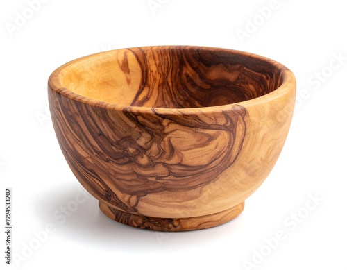 Beautiful wooden bowl on white background.