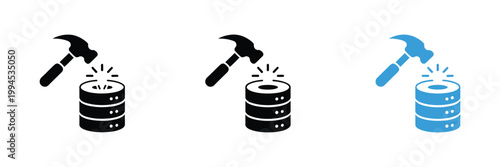 Data mining icons with server database concept, modern flat vector design for cloud storage analytics technology interface and system visualization