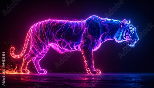Neon Tiger - A Vibrant Display of Light and Color.