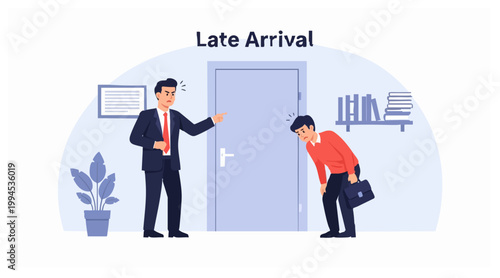 Workplace Confrontation Manager Reprimands Dejected Employee for Chronic Tardiness and Lack of Punctuality in a Professional Office Setting