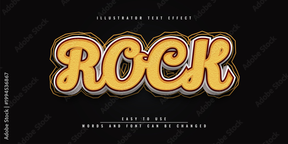 Obraz premium Rock Illustrator editable text effect template design