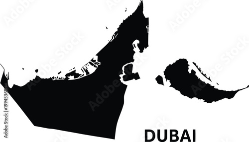 Abstract black and white map of dubai with text overlay