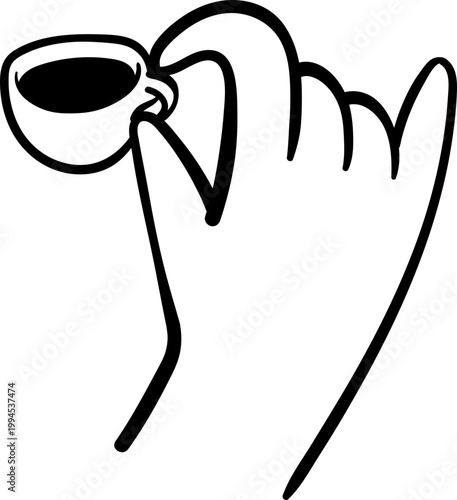 hand holding coffee cup doodle line art handdrawn