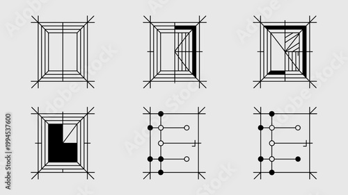 Smart glass and electrochromic window icons – Perfect for architecture blogs, home automation tech, or energy-efficient design.