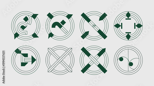 Recycling arrows and material flow icons – Great for corporate social responsibility, ecology education, or packaging design.