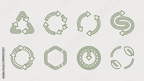 Circular economy and sustainable loop icons – Perfect for environmental reports, recycling campaigns, or green business models.
