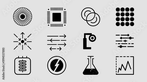 Semiconductor chip and clean room icons – Perfect for electronics manufacturing, tech hardware blogs, or engineering documentation.