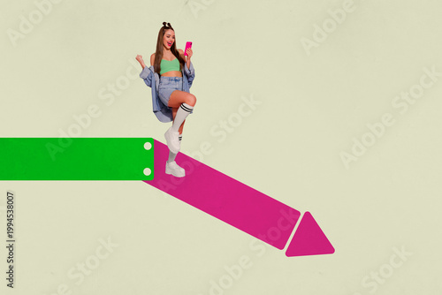 Obraz na płótnie Creative full artwork pop collage of inexperienced businessman businesswoman sta
