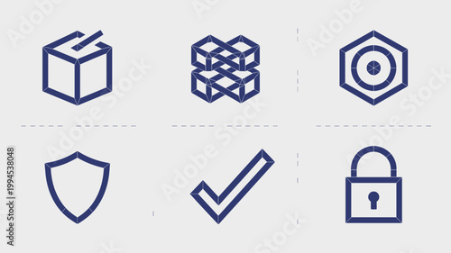 Blockchain and digital identity icons – Perfect for secure authentication UI, fintech reports, or identity protection.