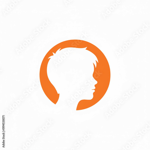 Profile head silhouette icon with orange flame style graphic for branding, identity design, and social media avatars