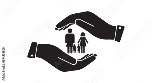 Happy family holding hands silhouette icon for Family Day isolated on white