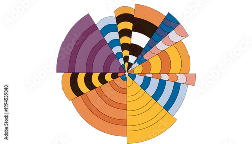 circular pie chart divided into colorful segments